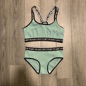 NEW Letter Tape Trim Rib Lingerie Set — Small